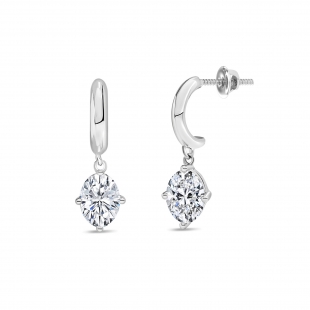1.00 Ctw Oval Cubic Zirconia Solitaire Classic Drop Earrings for Women in 925 Sterling Silver in Screw Back