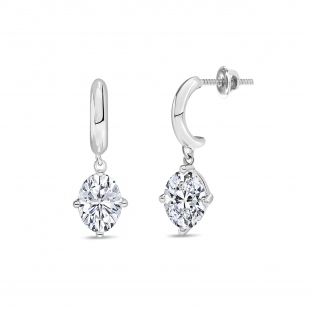 1.50 Ctw Oval Cubic Zirconia Solitaire Classic Drop Earrings for Women in 925 Sterling Silver in Screw Back