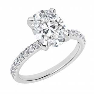 925 Sterling Silver Classic Solitaire Ring 2.25 Cttw, Oval & Round Cubic Zirconia