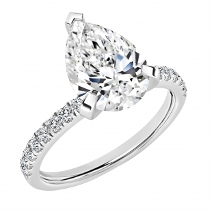 925 Sterling Silver Teardrop Ring, 3.25 ctw Pear & Round Cubic Zirconia