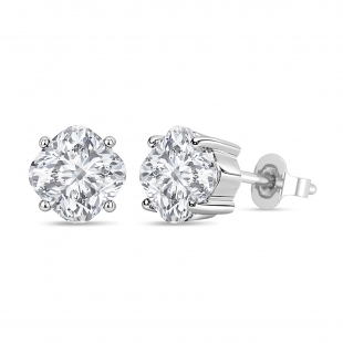 1.00 Cttw Cushion Cubic Zirconia Solitaire Earrings ,925 Sterling Silver in Push Back