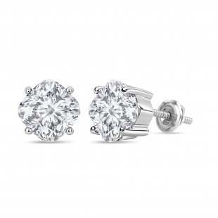 1.00 Cttw Cushion Cubic Zirconia Solitaire Earrings ,925 Sterling Silver in Screw Back