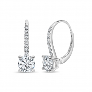 2.20 Cttw Round Cubic Zirconia Lever Back Earrings for Women in 925 Sterling Silver