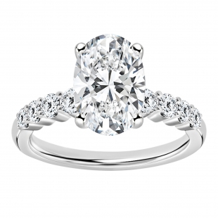 Oval (1.00 CT) & Round (0.23 CT) Cubic Zirconia Solitaire Engagement Ring for Women in 925 Sterling Silver Size 7