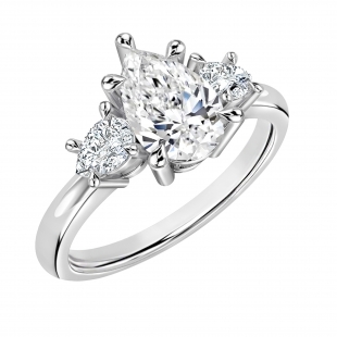 925 Sterling Silver 3 Stone Ring, 1.26 ctw Pear Cubic Zirconia