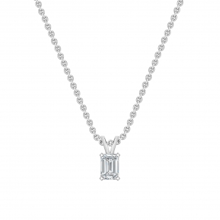 0.25 Cttw Emerald Solitaire Cubic Zirconia 4 Prong Pendant with 18 inch Silver Chain for Her in 925 Sterling Silver