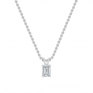 0.50 Cttw Emerald Solitaire Cubic Zirconia 4 Prong Pendant with 18 inch Silver Chain for Her in 925 Sterling Silver