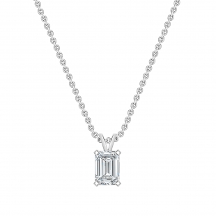 1.50 Cttw Emerald Solitaire Cubic Zirconia 4 Prong Pendant with 18 inch Silver Chain for Her in 925 Sterling Silver