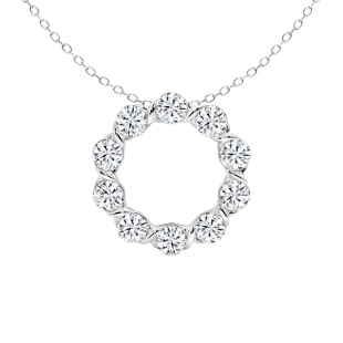 2.00 Cttw Round Cubic Zirconia Twisted Arms Open Circle Pendant with 18 inch Silver Chain, 925 Sterling Silver