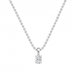 0.50 Cttw Oval Solitaire Cubic Zirconia 4 Prong Pendant with 18 inch Silver Chain for Her in 925 Sterling Silver