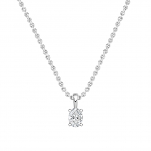 1.00 Cttw Oval Solitaire Cubic Zirconia 4 Prong Pendant with 18 inch Silver Chain for Her in 925 Sterling Silver
