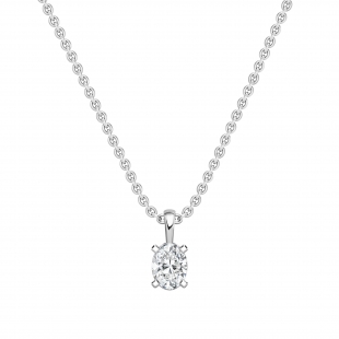 1.50 Cttw Oval Solitaire Cubic Zirconia 4 Prong Pendant with 18 inch Silver Chain for Her in 925 Sterling Silver