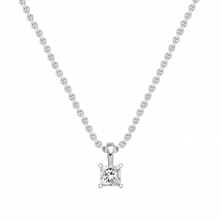 0.75 Cttw Princess Cubic Zirconia 4 Prong Solitaire Pendant with 18 inch Silver Chain, 925 Sterling Silver