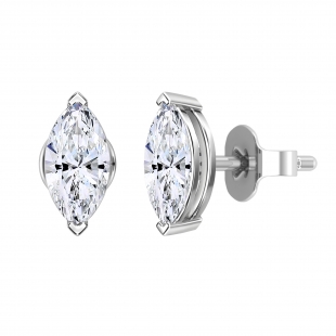 1.50 Cttw Marquise Cubic Zirconia V-Prong Solitaire Stud Earrings for Women in 925 Sterling Silver in Push Back