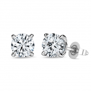 925 Sterling Silver Unseen Halo Push Back Stud Earrings, 1.08 ctw Round Cubic Zirconia