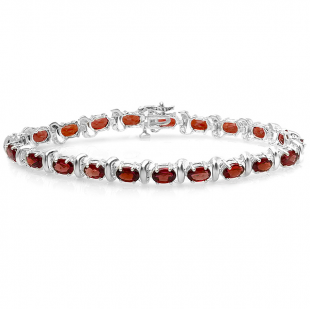 15.00 CT 7.25 Inch 6.5 mm Wide Real Oval Cut Genuine Red Garnet 925 Sterling Silver Tennis Bracelet
