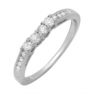 18k White Gold Round White Diamond Ladies Bridal Wedding Band