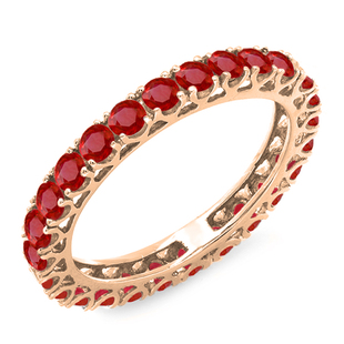 1.80 Carat (ctw) 14K Rose Gold Round Ruby Ladies Eternity Wedding Anniversary Stackable Ring Band 1 3/4 CT