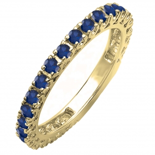 Dazzlingrock Collection 10K Round Blue Sapphire Eternity Sizeable Stackable Wedding Band Yellow Gold