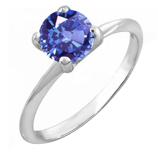 0.98 Carat (ctw) Sterling Silver Round Tanzanite Ladies Engagement Ring 1 CT