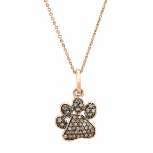 0.35 Carat (ctw) Round Champagne Diamond Dog Paw Print Ladies Pendant 1/3 CT (Gold Chain Included) | 18K Rose Gold