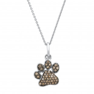 0.35 Carat (ctw) Round Champagne Diamond Dog Paw Print Ladies Pendant 1/3 CT (Silver Chain Included) | 925 Sterling Silver
