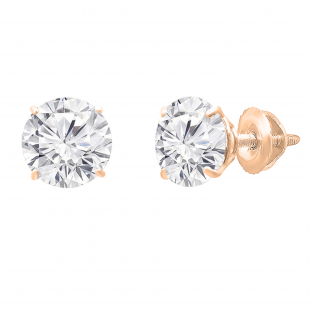 6mm Round White Sapphire Minimalistic Solitaire Classic Screwback Stud Earrings for Women (0.56 ctw Color White) in 10K Rose Gold