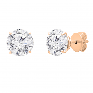 6mm Round White Sapphire Minimalistic Solitaire Classic Pushback Stud Earrings for Women (0.56 ctw Color White) in 18K Rose Gold