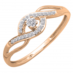 0.15 Carat (ctw) 18k Rose Gold Round Cut Diamond Ladies Engagement Bridal Promise Ring