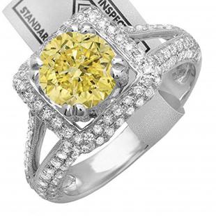 2.50 Carat (ctw) 10K White Gold Round Yellow & White Diamond Halo Style Engagement Bridal Ring