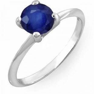 1.00 Carat (ctw) 18K White Gold Round Blue Sapphire Ladies Bridal Engagement Solitaire Ring 1 CT