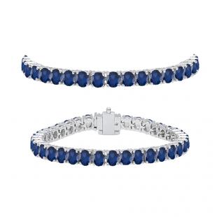 7.00 Carat (ctw) 10K White Gold Round Cut Real Blue Sapphire Ladies Tennis Bracelet 7 CT