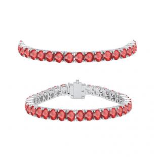 7.00 Carat (ctw) 10K White Gold Round Cut Real Ruby Ladies Tennis Bracelet 7 CT