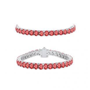 5.00 Carat (ctw) 14K White Gold Round Cut Real Ruby Ladies Tennis Bracelet 5 CT