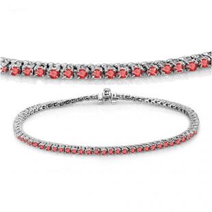 3.00 Carat (ctw) 18K White Gold Round Cut Real Ruby Ladies Tennis Bracelet 3 CT