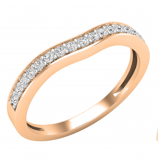 0.20 Carat (ctw) Round Diamond Ladies Wedding Stackable Contour Guard Band 1/5 CT 10K Rose Gold