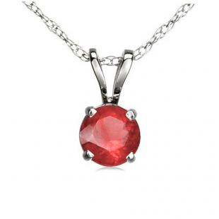 0.50 Carat (ctw) 18K White Gold Round Ruby Ladies Solitaire Pendant 1/2 CT