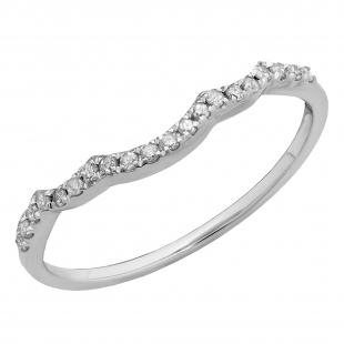 14K White Gold Round White Diamond Ladies Matching Band