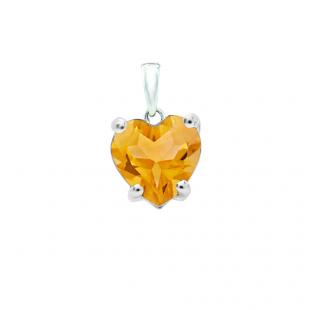 0.65 Carat (ctw) 14K White Gold Heart Cut Citrine Ladies Heart Shaped Pendant