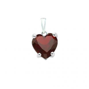 0.65 Carat (ctw) 18K White Gold Heart Cut Garnet Ladies Heart Shaped Pendant