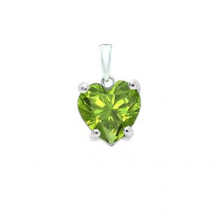 0.65 Carat (ctw) 14K White Gold Heart Cut Peridot Ladies Heart Shaped Pendant