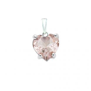 0.65 Carat (ctw) 14K White Gold Heart Cut Morganite Ladies Heart Shaped Pendant
