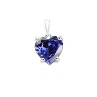 0.65 Carat (ctw) 10K White Gold Heart Cut Tanzanite Ladies Heart Shaped Pendant