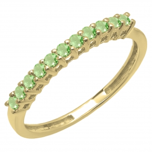 0.33 Carat (ctw) 18K Yellow Gold Round Peridot Anniversary Stackable Wedding Band 1/3 CT
