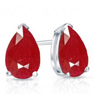 1.00 Carat (ctw) 10K White Gold Pear Cut Ruby Ladies Solitaire Stud Earrings 1 CT