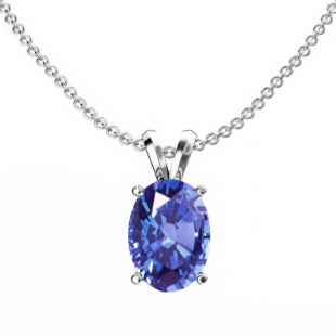1.50 Carat (ctw) Sterling Silver Oval Cut Tanzanite Ladies Solitaire Pendant (Chain Included) 1 1/2 CT
