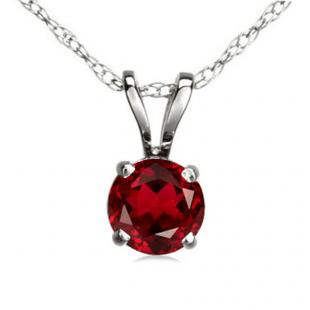1.00 Carat (ctw) Sterling Silver Round Cut Garnet Ladies Solitaire Pendant (Chain Included) 1 CT