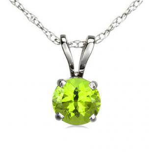 1.00 Carat (ctw) Sterling Silver Round Cut Peridot Ladies Solitaire Pendant (Chain Included) 1 CT