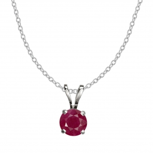 1.00 Carat (ctw) Sterling Silver Round Cut Ruby Ladies Solitaire Pendant (Chain Included) 1 CT