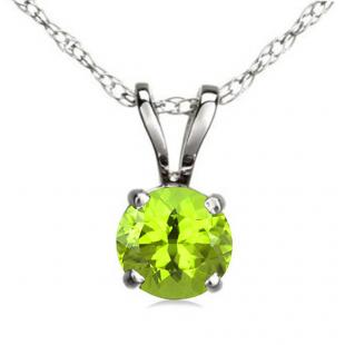 1.50 Carat (ctw) Sterling Silver Round Cut Peridot Ladies Solitaire Pendant (Chain Included) 1 1/2 CT